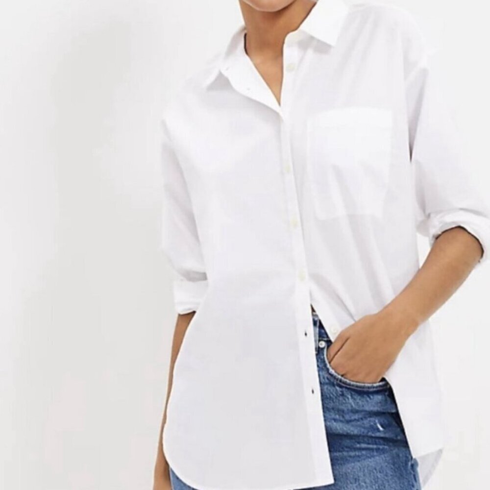 Loft Everyday Shirt White Button Down EUC Size S